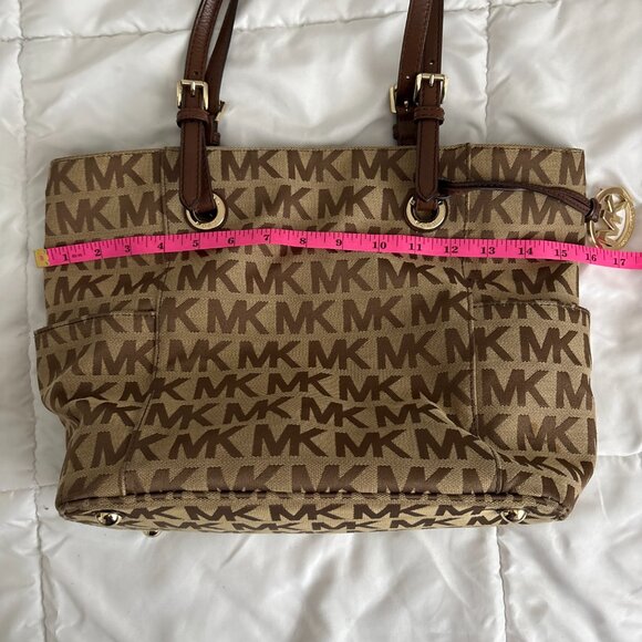 MICHAEL Michael Kors Brown Signature Logo Tote Leather Straps Shoulder Bag - Picture 7 of 14